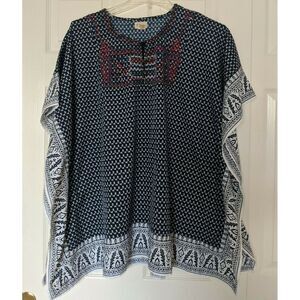 J.C. Swim by Just Class Womens Sz S/M Swim Cover Up Blue White  Embroidered